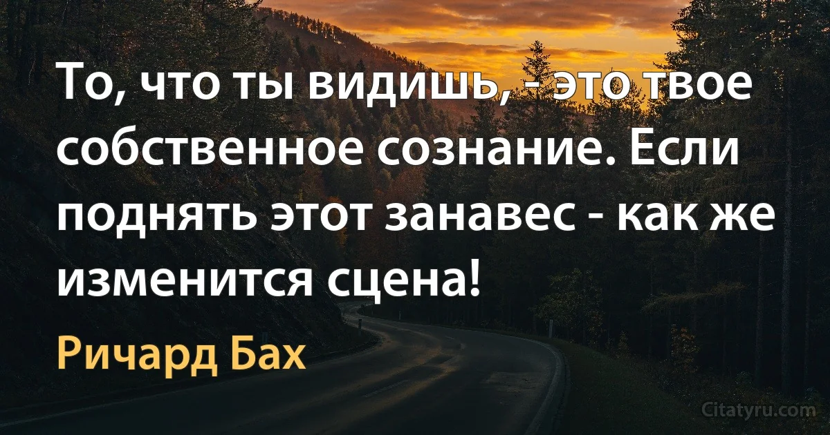 То, что ты видишь, - это твое собственное сознание. Если поднять этот занавес - как же изменится сцена! (Ричард Бах)