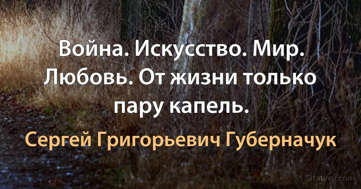 Война. Искусство. Мир. Любовь. От жизни только пару капель. (Сергей Григорьевич Губерначук)