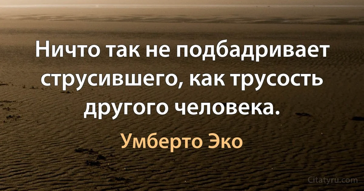 Ничто так не подбадривает струсившего, как трусость другого человека. (Умберто Эко)