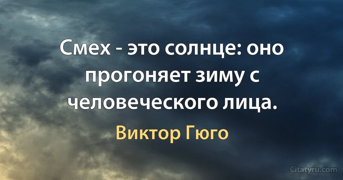 Смех - это солнце: оно прогоняет зиму с человеческого лица. (Виктор Гюго)