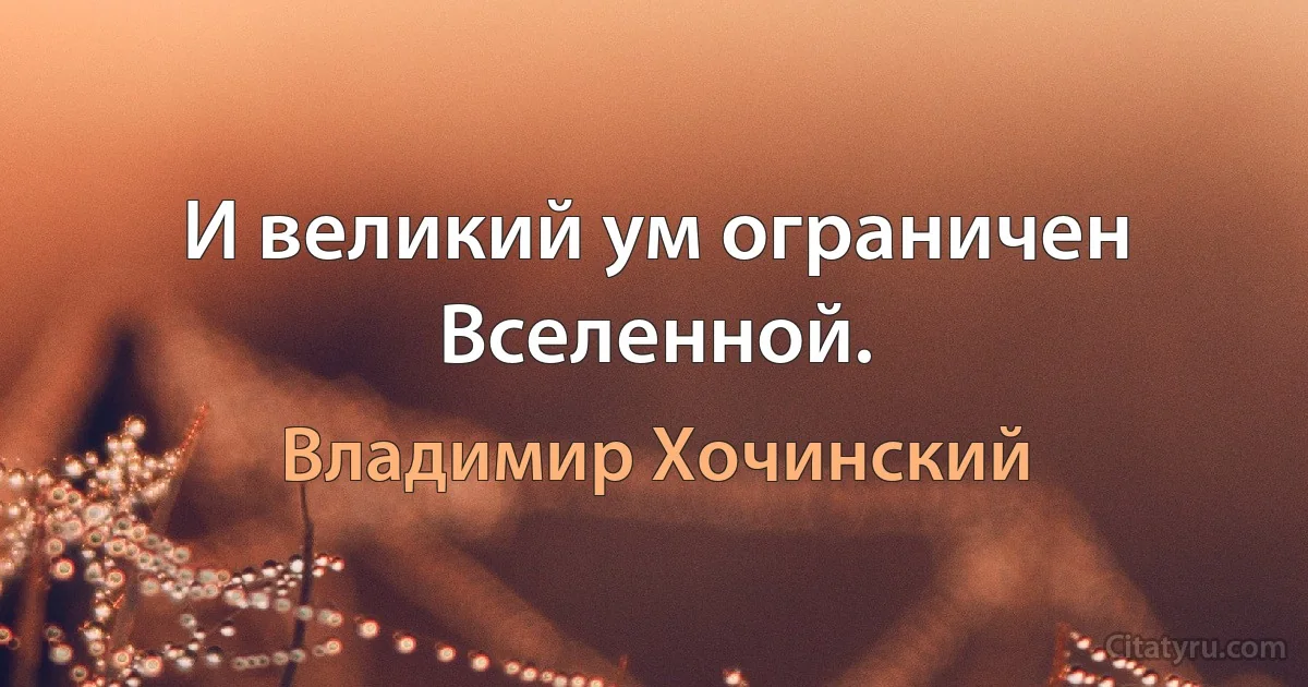 И великий ум ограничен Вселенной. (Владимир Хочинский)