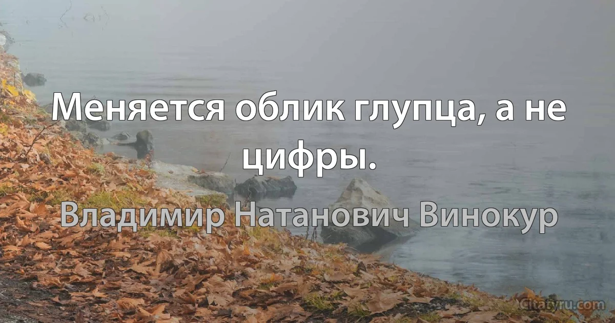 Меняется облик глупца, а не цифры. (Владимир Натанович Винокур)