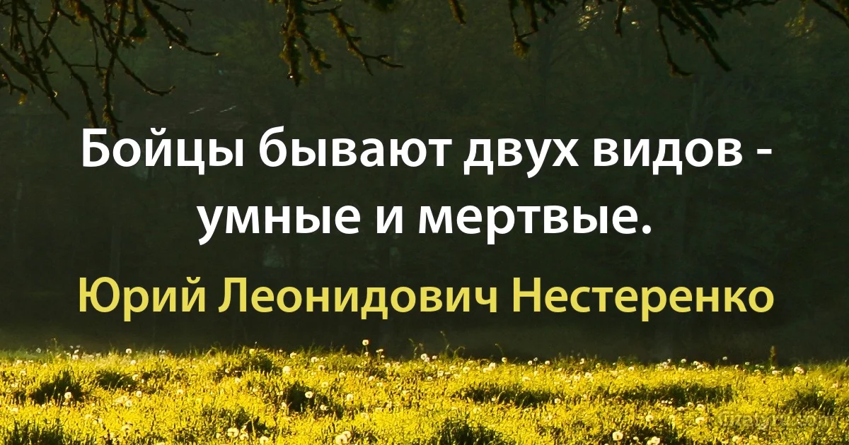 Бойцы бывают двух видов - умные и мертвые. (Юрий Леонидович Нестеренко)