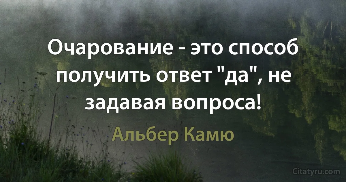 Очарование - это способ получить ответ "да", не задавая вопроса! (Альбер Камю)