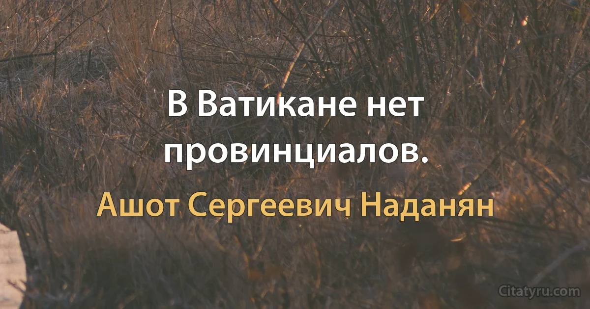 В Ватикане нет провинциалов. (Ашот Сергеевич Наданян)