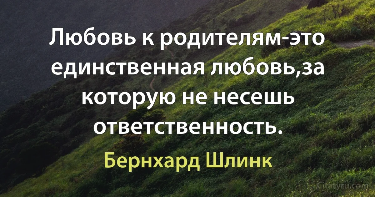 Любовь к родителям-это единственная любовь,за которую не несешь ответственность. (Бернхард Шлинк)