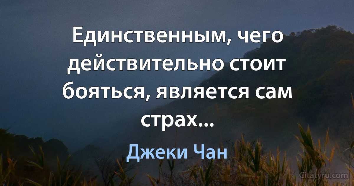 Единственным, чего действительно стоит бояться, является сам страх... (Джеки Чан)