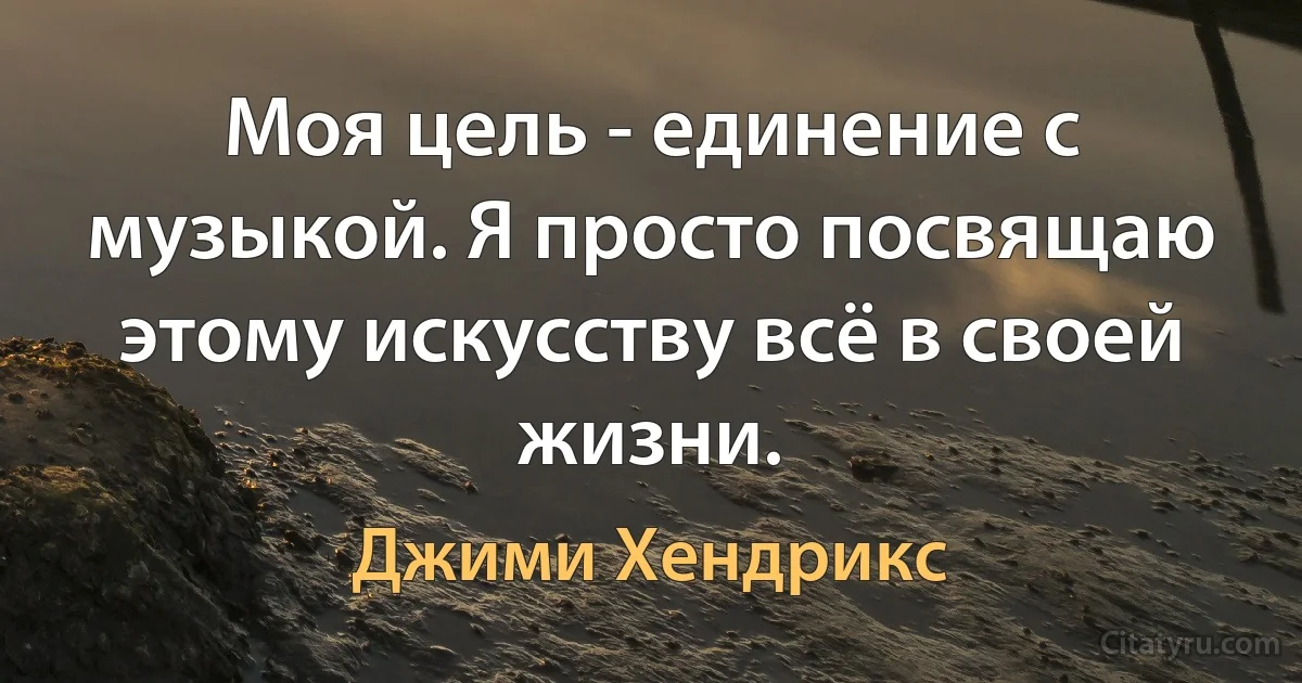 Моя цель - единение с музыкой. Я просто посвящаю этому искусству всё в своей жизни. (Джими Хендрикс)