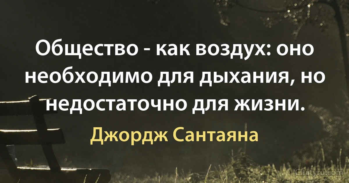 Общество - как воздух: оно необходимо для дыхания, но недостаточно для жизни. (Джордж Сантаяна)