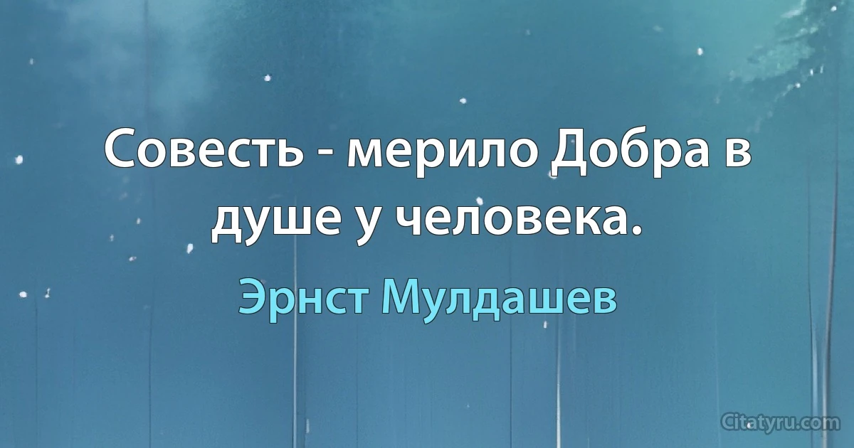 Совесть - мерило Добра в душе у человека. (Эрнст Мулдашев)