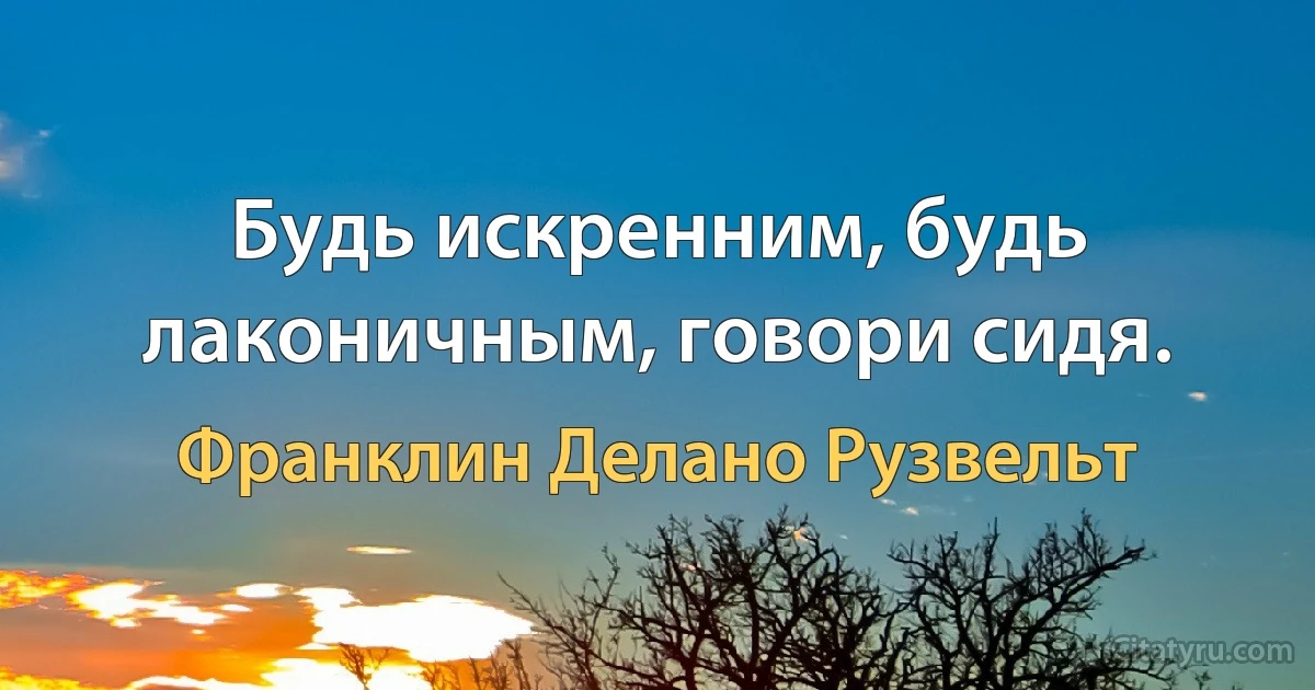 Будь искренним, будь лаконичным, говори сидя. (Франклин Делано Рузвельт)