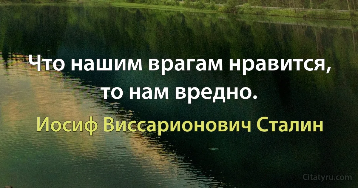 Что нашим врагам нравится, то нам вредно. (Иосиф Виссарионович Сталин)