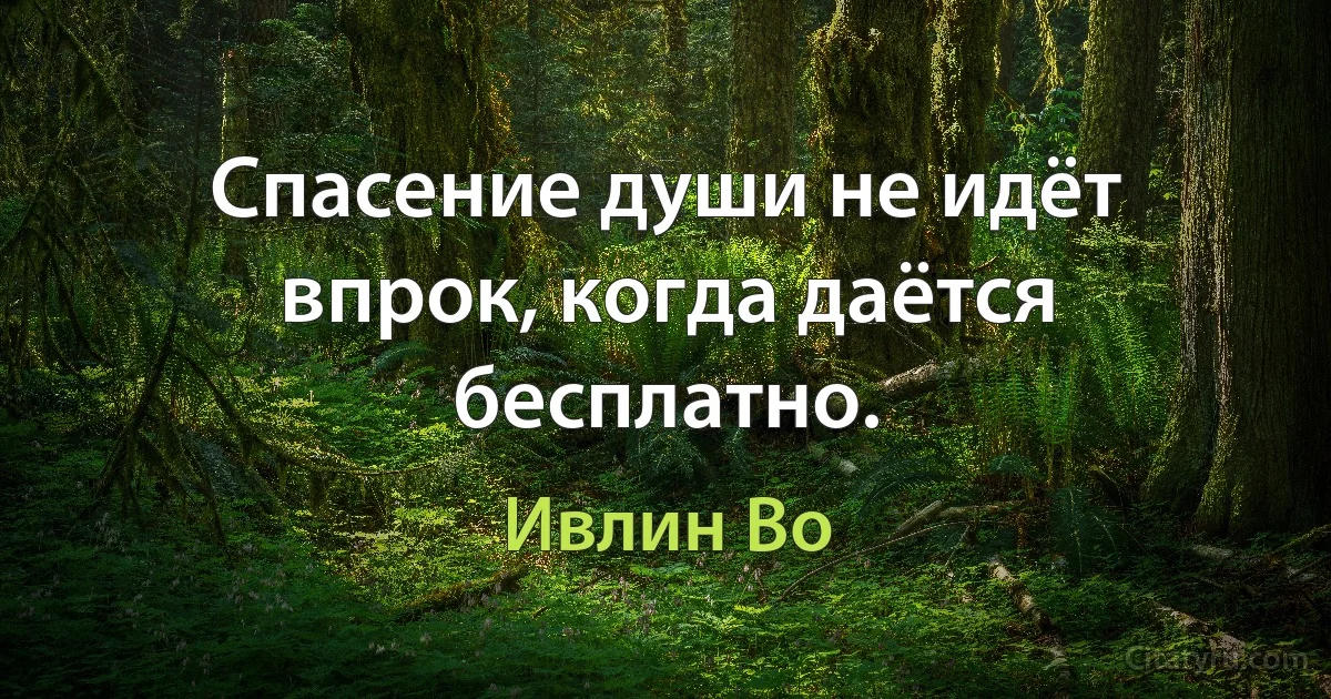 Спасение души не идёт впрок, когда даётся бесплатно. (Ивлин Во)