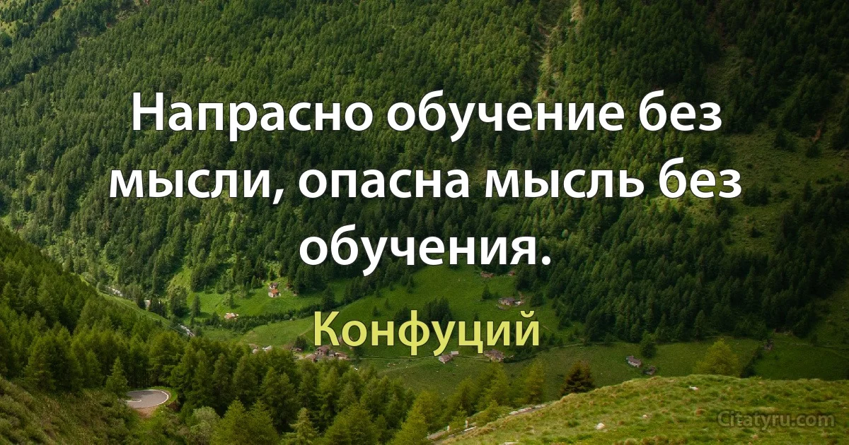 Напрасно обучение без мысли, опасна мысль без обучения. (Конфуций)