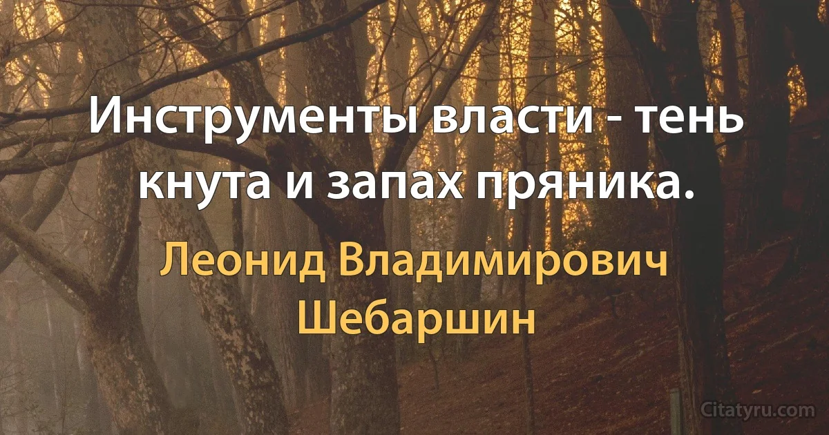 Инструменты власти - тень кнута и запах пряника. (Леонид Владимирович Шебаршин)