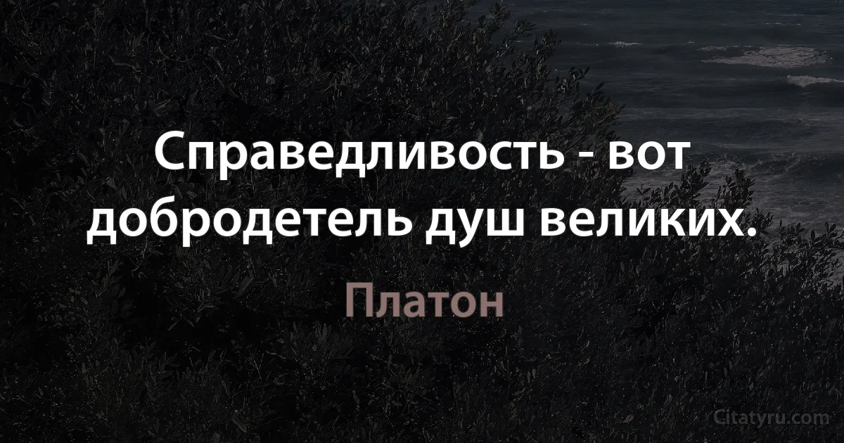 Справедливость - вот добродетель душ великих. (Платон)