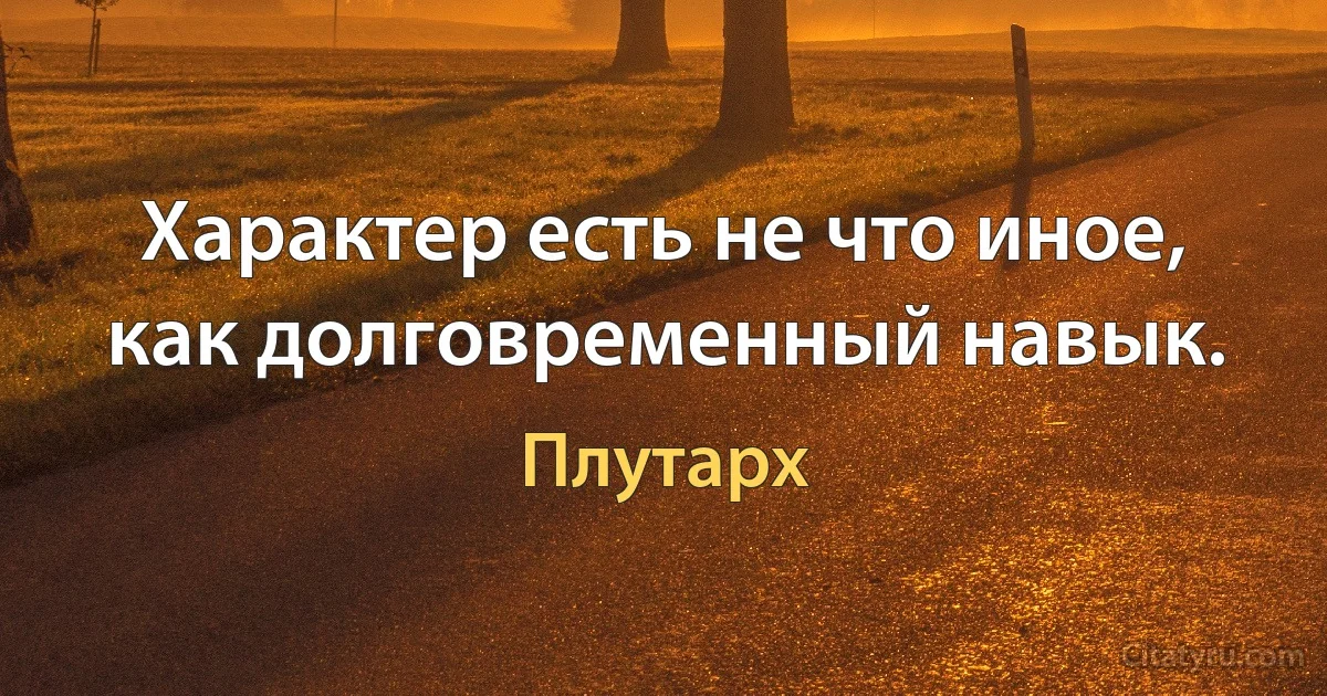 Характер есть не что иное, как долговременный навык. (Плутарх)