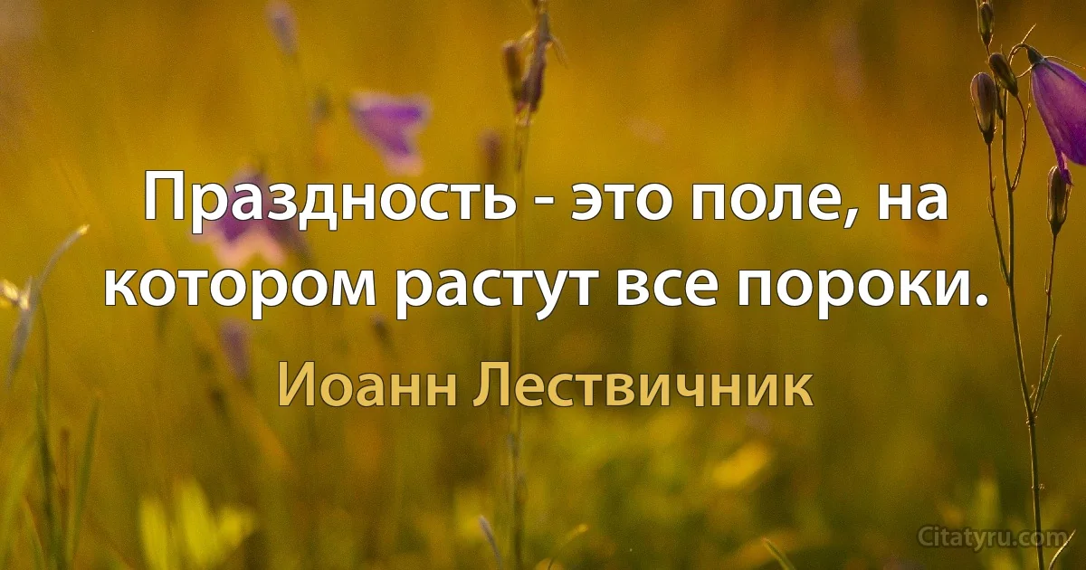 Праздность - это поле, на котором растут все пороки. (Иоанн Лествичник)