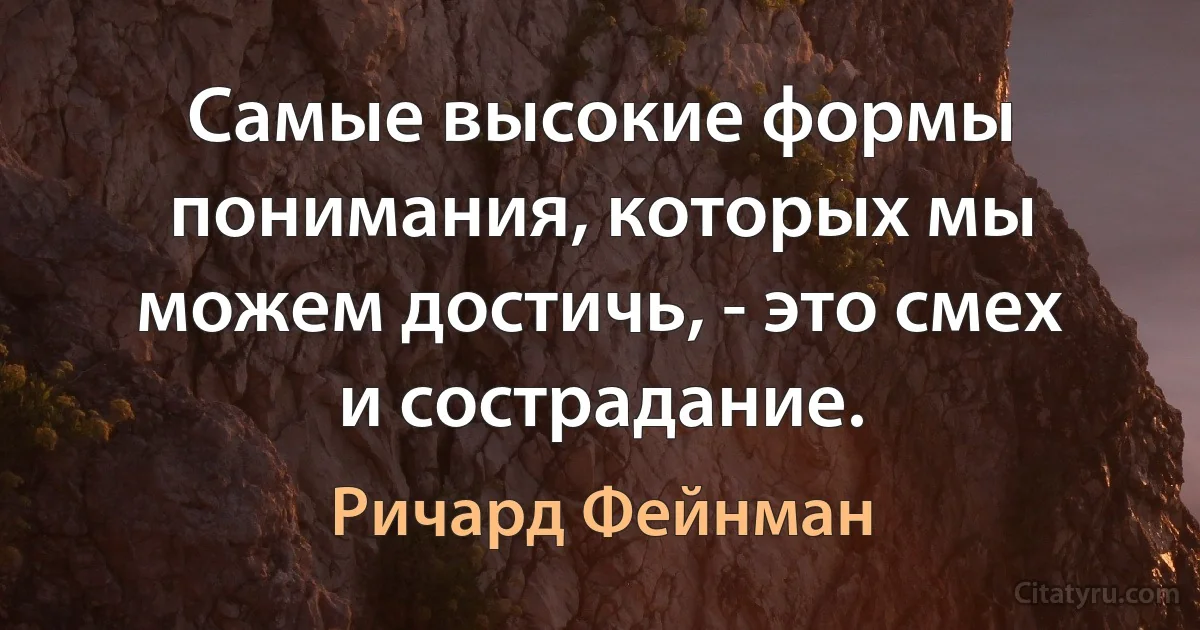 Самые высокие формы понимания, которых мы можем достичь, - это смех и сострадание. (Ричард Фейнман)