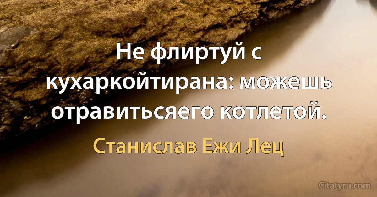 Не флиртуй с кухаркойтирана: можешь отравитьсяего котлетой. (Станислав Ежи Лец)