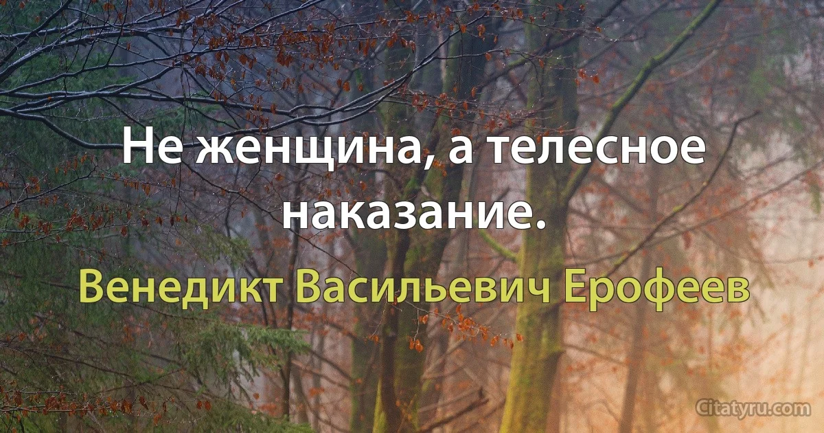 Не женщина, а телесное наказание. (Венедикт Васильевич Ерофеев)