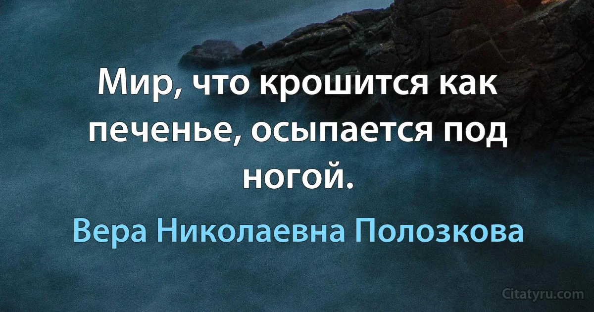 Мир, что крошится как печенье, осыпается под ногой. (Вера Николаевна Полозкова)