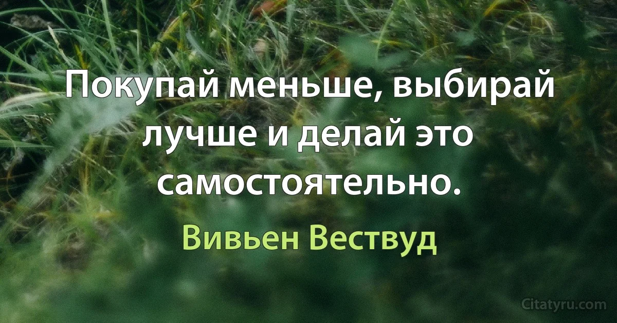 Покупай меньше, выбирай лучше и делай это самостоятельно. (Вивьен Вествуд)