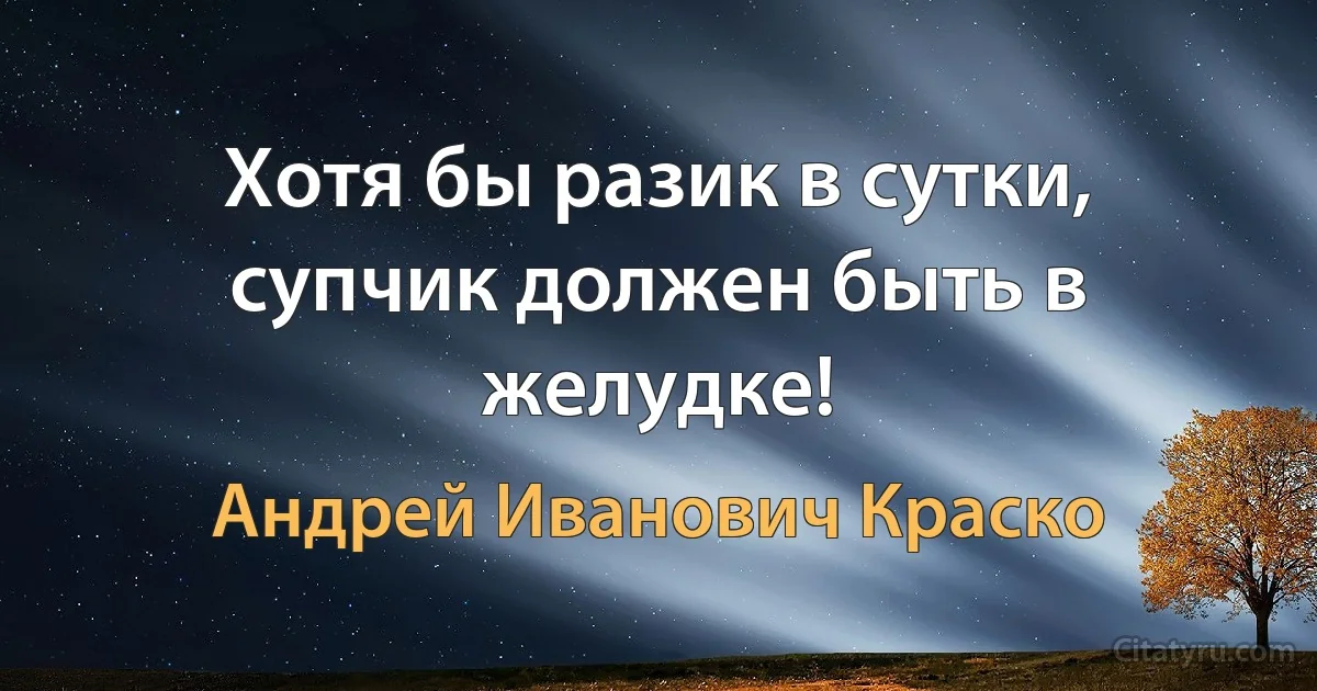 Хотя бы разик в сутки, супчик должен быть в желудке! (Андрей Иванович Краско)