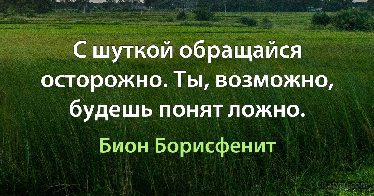 С шуткой обращайся осторожно. Ты, возможно, будешь понят ложно. (Бион Борисфенит)