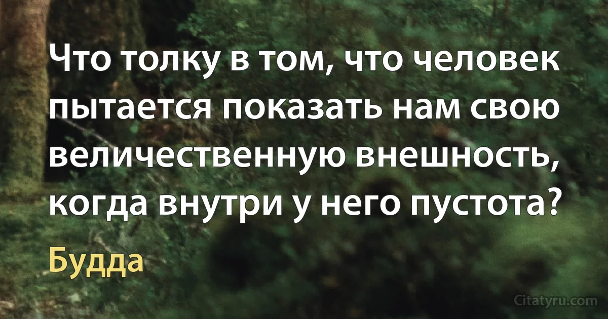 Что толку в том, что человек пытается показать нам свою величественную внешность, когда внутри у него пустота? (Будда)