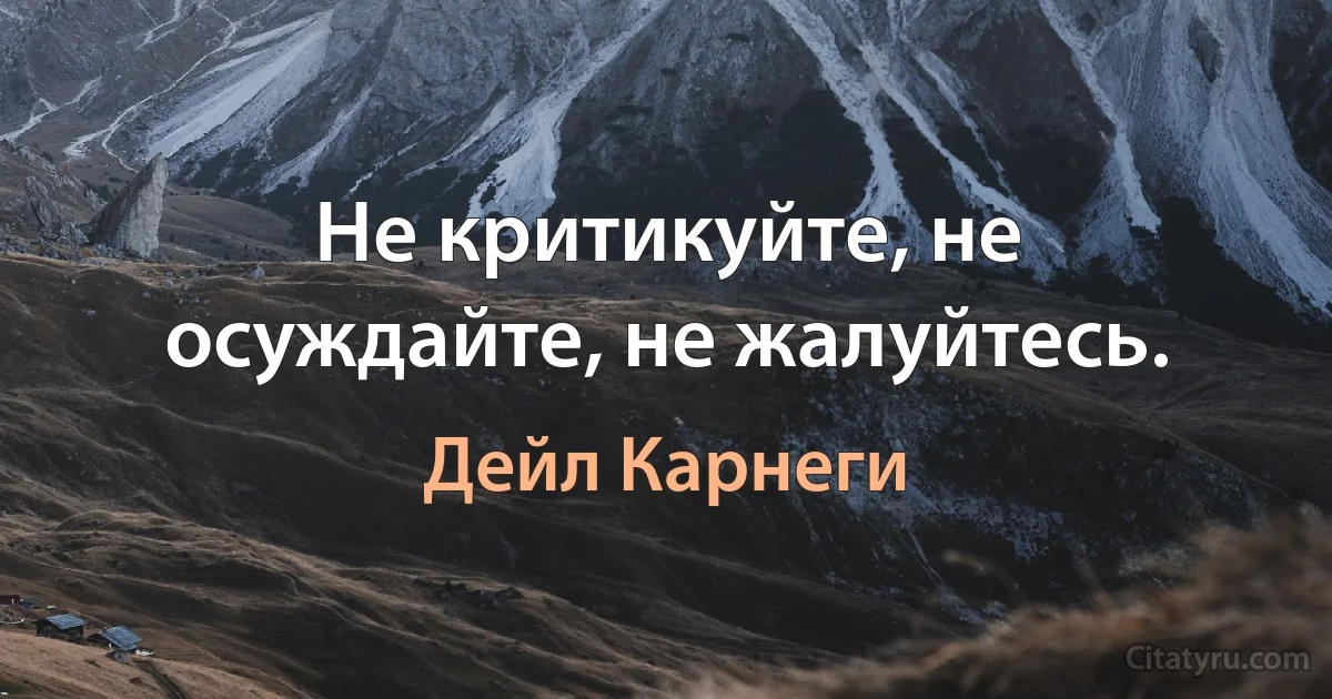 Не критикуйте, не осуждайте, не жалуйтесь. (Дейл Карнеги)