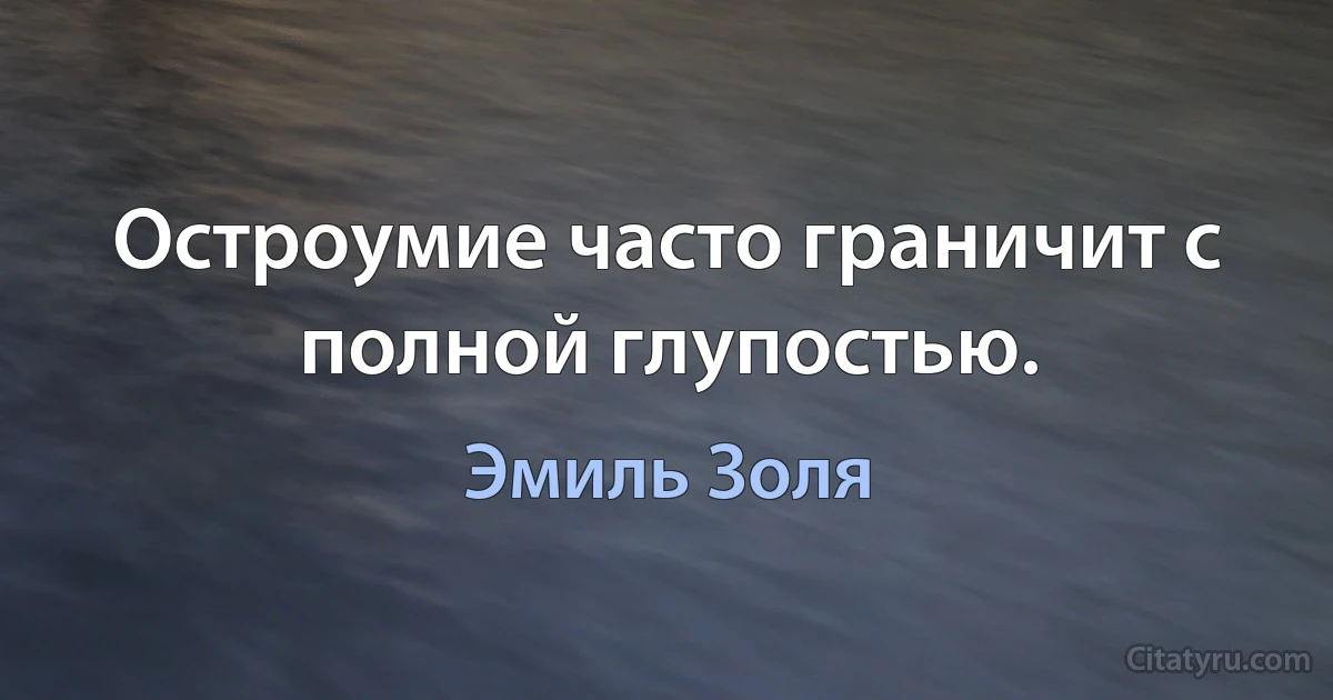 Остроумие часто граничит с полной глупостью. (Эмиль Золя)