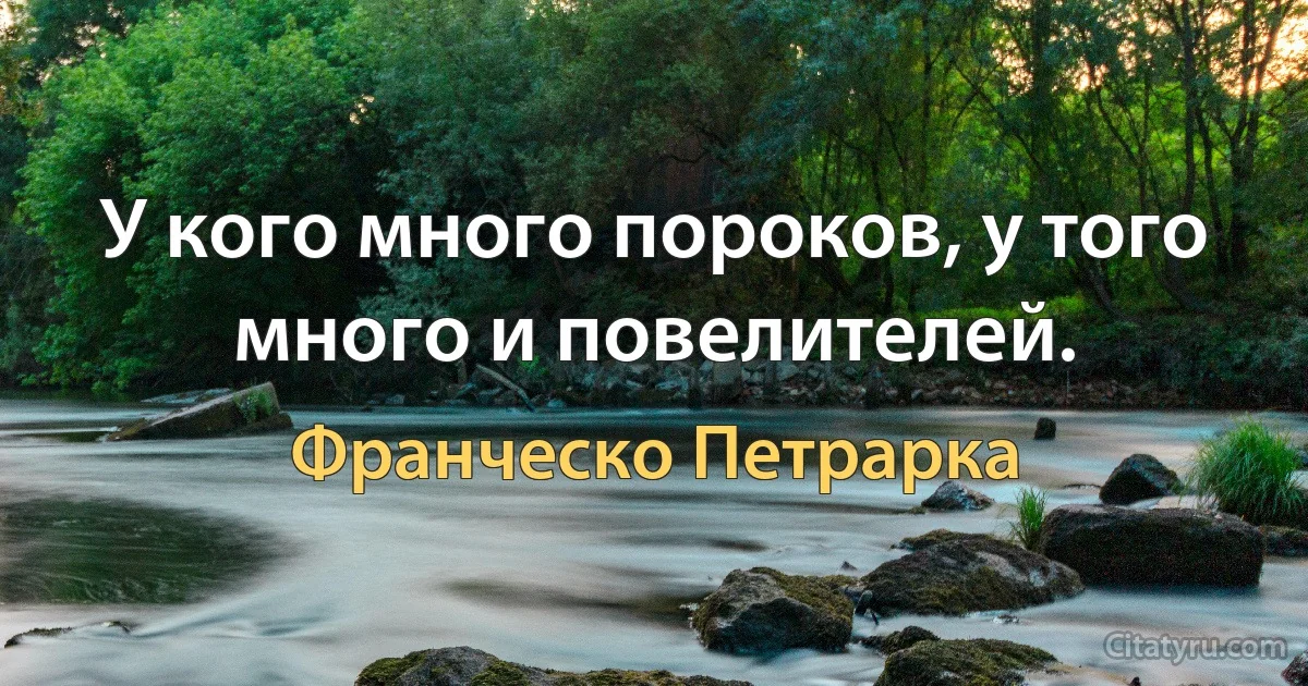 У кого много пороков, у того много и повелителей. (Франческо Петрарка)