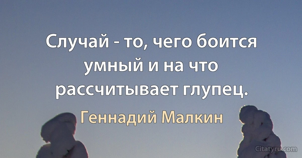 Случай - то, чего боится умный и на что рассчитывает глупец. (Геннадий Малкин)