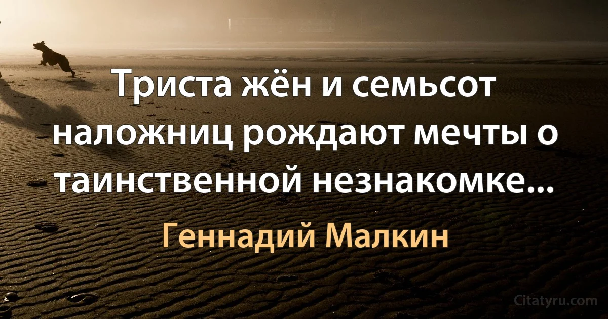 Триста жён и семьсот наложниц рождают мечты о таинственной незнакомке... (Геннадий Малкин)