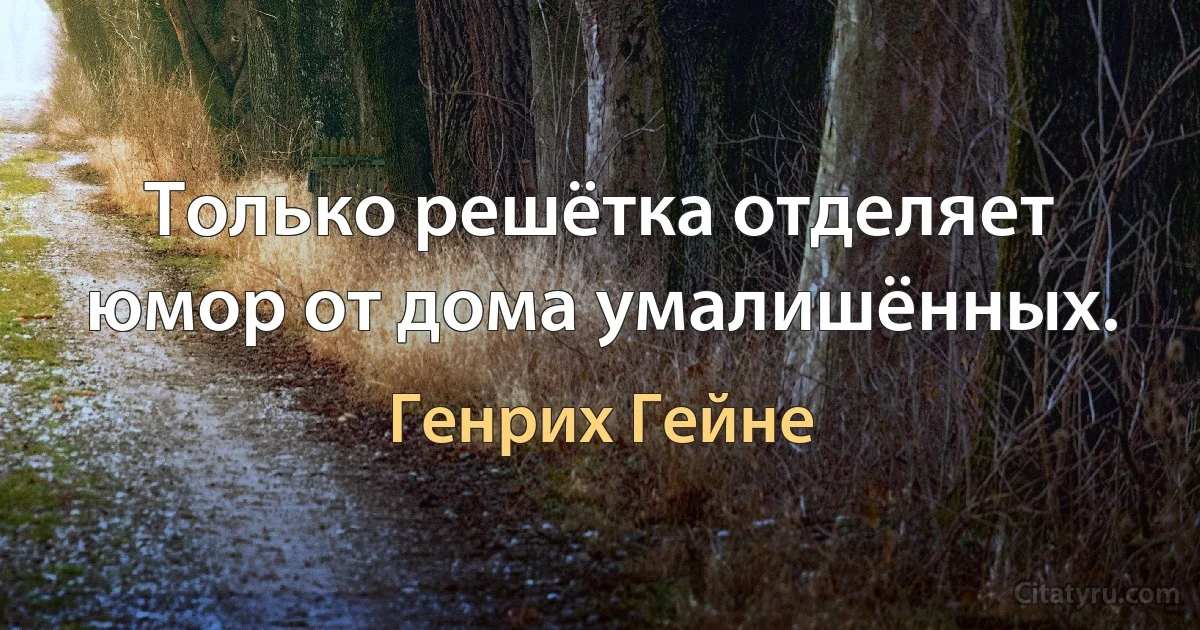 Только решётка отделяет юмор от дома умалишённых. (Генрих Гейне)