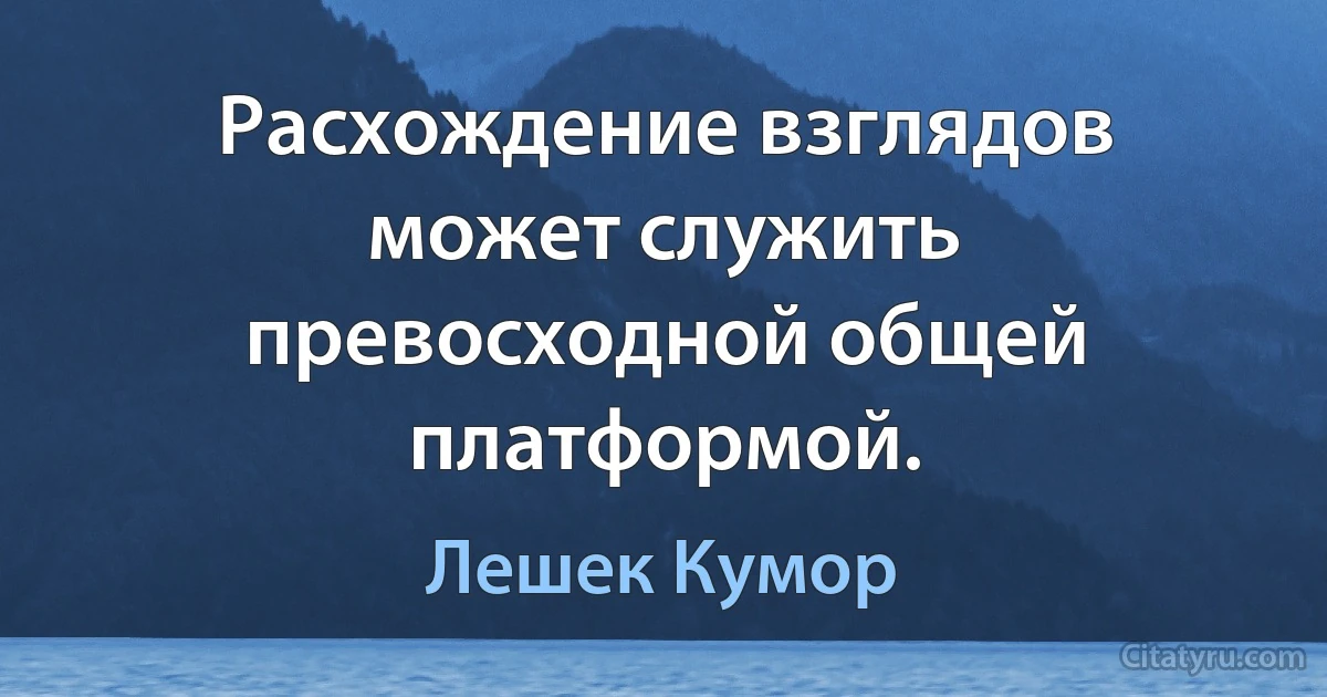 Расхождение взглядов может служить превосходной общей платформой. (Лешек Кумор)