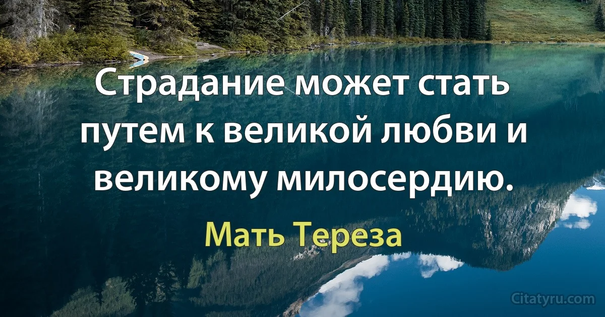 Страдание может стать путем к великой любви и великому милосердию. (Мать Тереза)