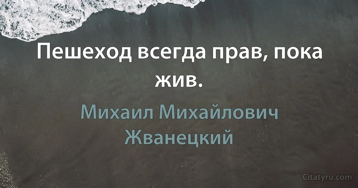 Пешеход всегда прав, пока жив. (Михаил Михайлович Жванецкий)