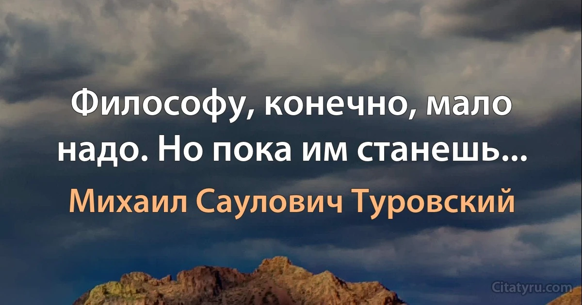 Философу, конечно, мало надо. Но пока им станешь... (Михаил Саулович Туровский)