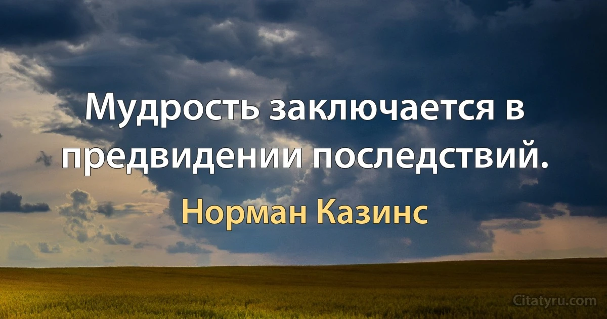 Мудрость заключается в предвидении последствий. (Норман Казинс)