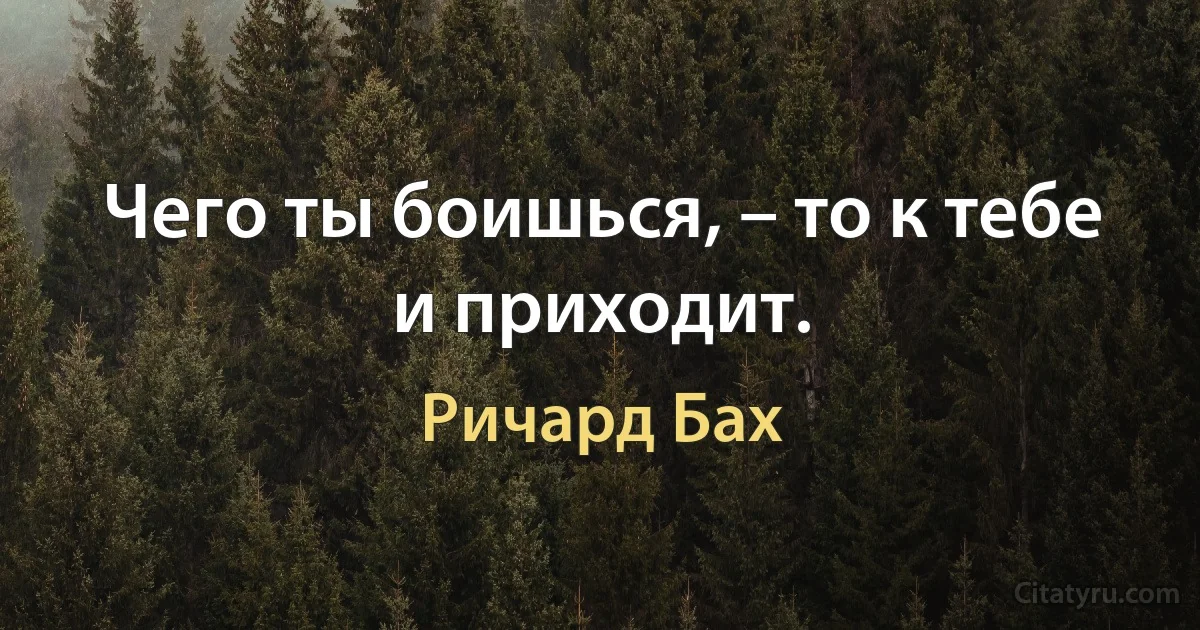 Чего ты боишься, – то к тебе и приходит. (Ричард Бах)