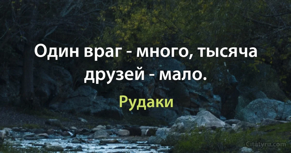 Один враг - много, тысяча друзей - мало. (Рудаки)