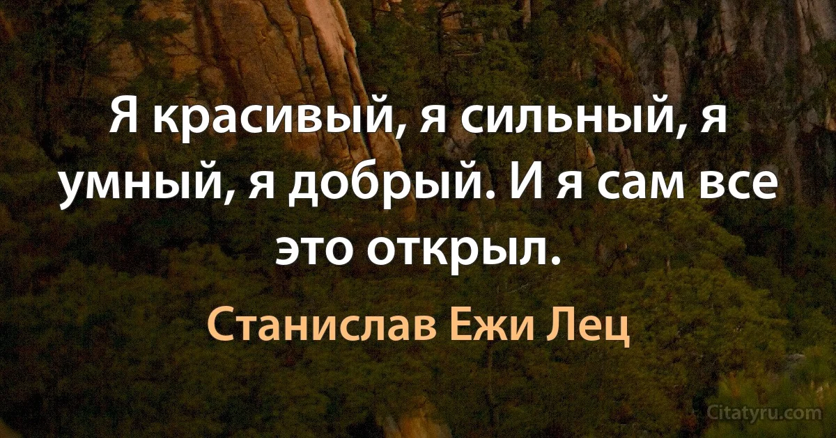 Я красивый, я сильный, я умный, я добрый. И я сам все это открыл. (Станислав Ежи Лец)