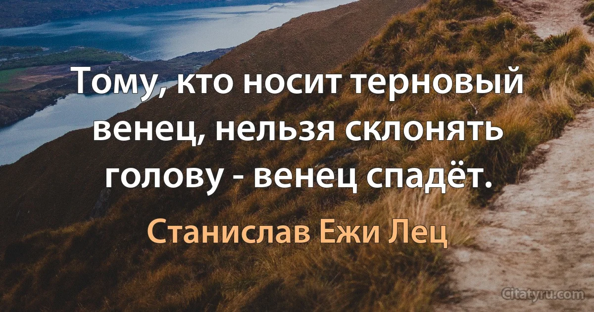 Тому, кто носит терновый венец, нельзя склонять голову - венец спадёт. (Станислав Ежи Лец)