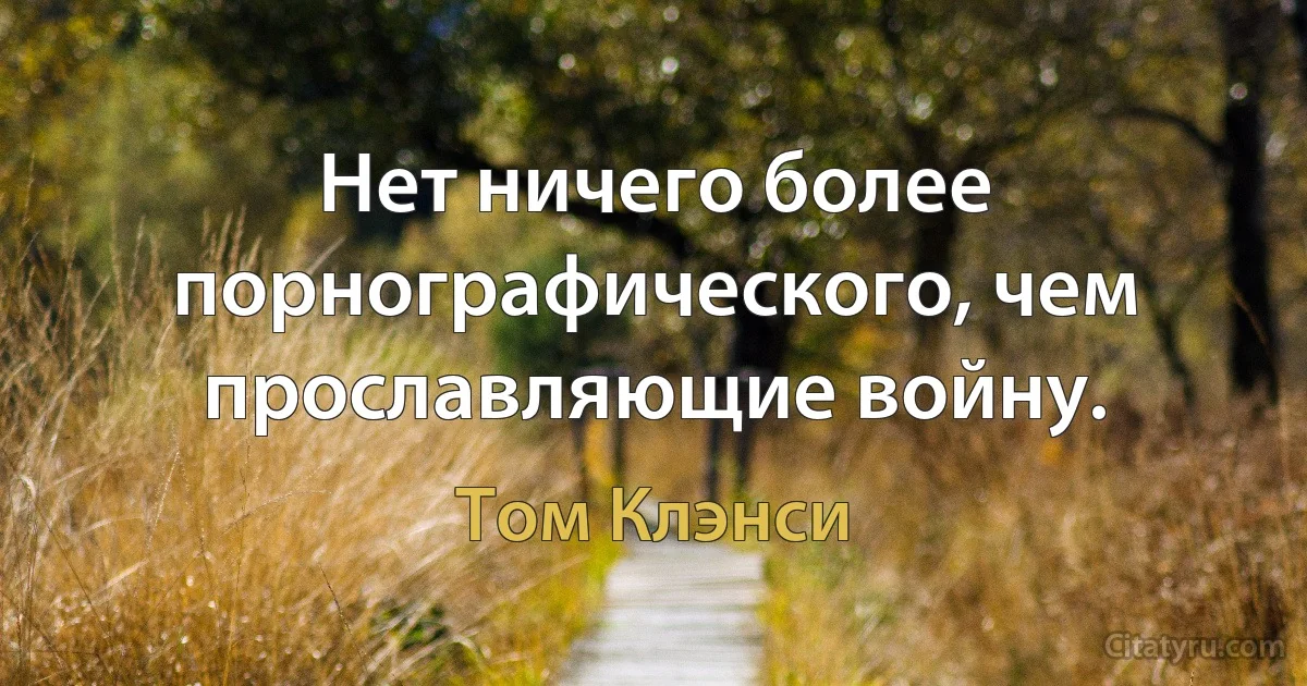 Нет ничего более порнографического, чем прославляющие войну. (Том Клэнси)