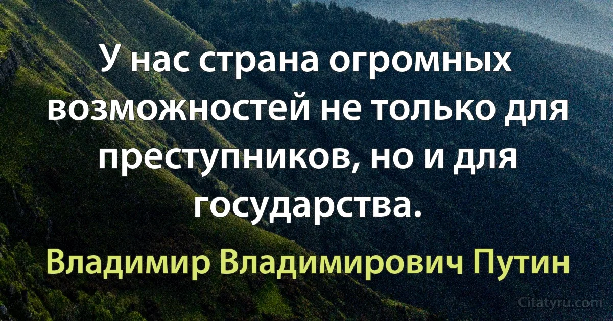 У нас страна огромных возможностей не только для преступников, но и для государства. (Владимир Владимирович Путин)