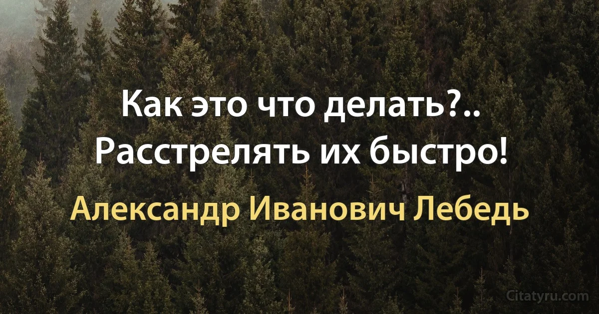 Как это что делать?.. Расстрелять их быстро! (Александр Иванович Лебедь)