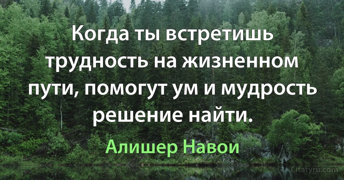 Когда ты встретишь трудность на жизненном пути, помогут ум и мудрость решение найти. (Алишер Навои)