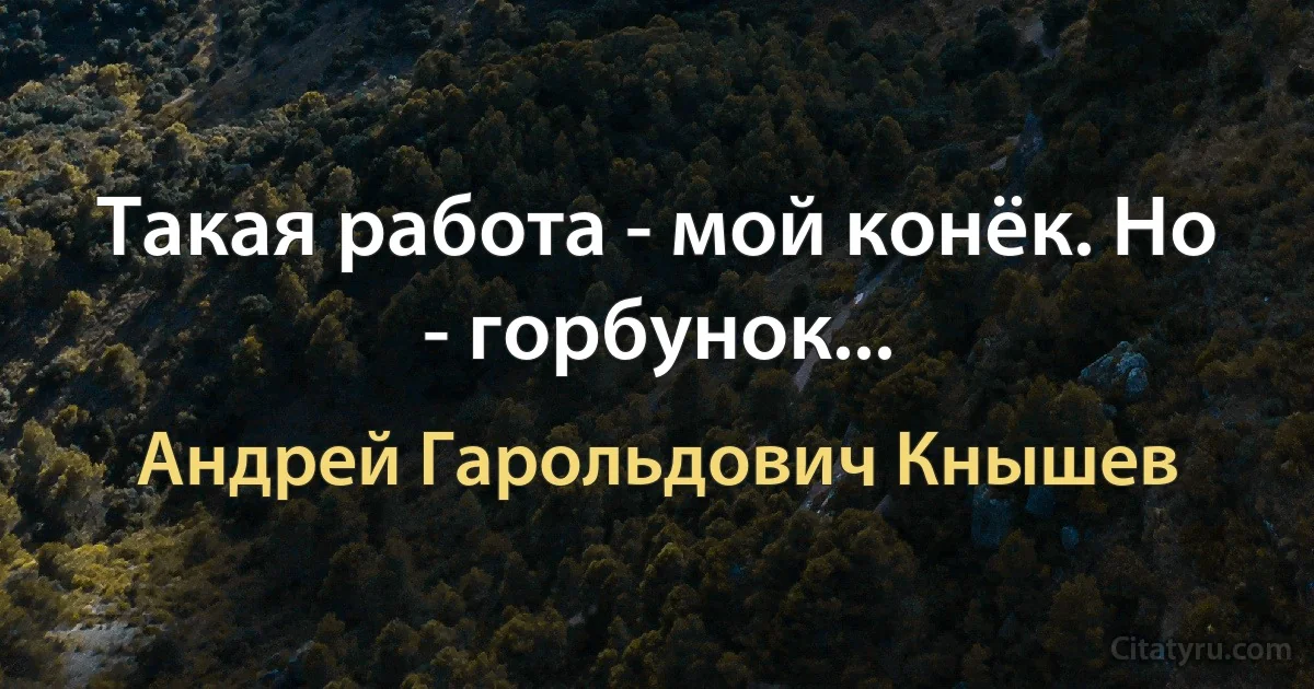 Такая работа - мой конёк. Но - горбунок... (Андрей Гарольдович Кнышев)